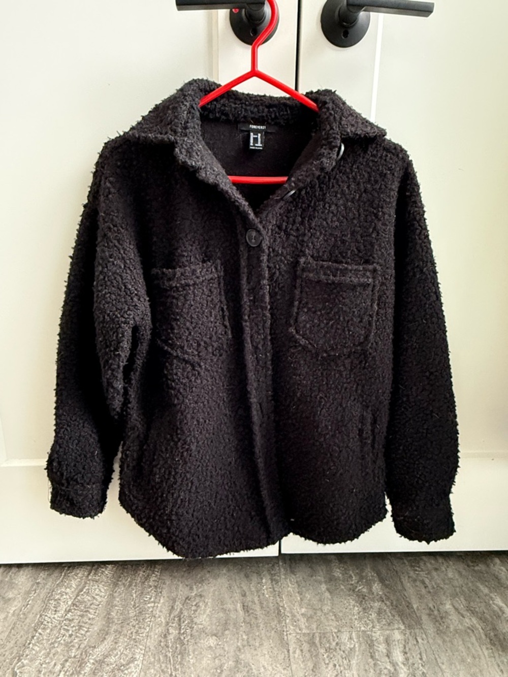 Black Sherpa Cozy Button-Up Jacket